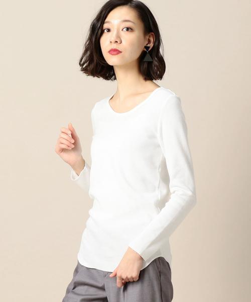 BEAUTY&YOUTH UNITED ARROWS（ビューティーアンドユースユナイテッドアローズ）の「BY サーマルメッシュ Uネックカットソー ◆（Tシャツ/カットソー・レディース・ホワイト/ライトグレー/ライトピンク/オリーブ・FREE）」の2枚目の写真