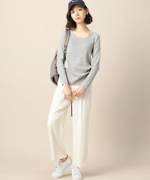 BEAUTY&YOUTH UNITED ARROWS（ビューティーアンドユースユナイテッドアローズ）の「BY サーマルメッシュ Uネックカットソー ◆（Tシャツ/カットソー・レディース・ホワイト/ライトグレー/ライトピンク/オリーブ・FREE）」の13枚目の写真