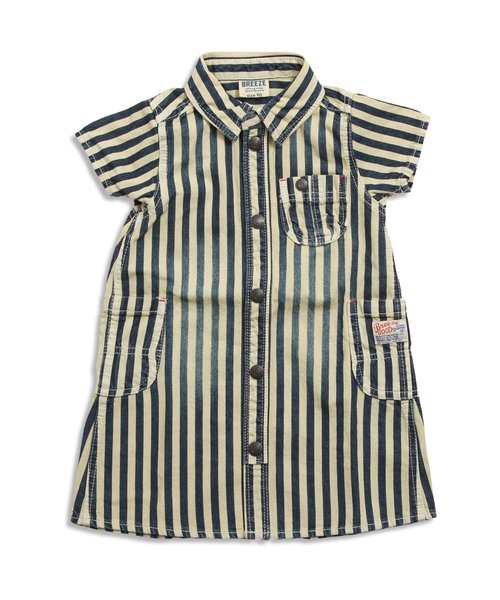 BREEZE（ブリーズ）の「デニムシャツワンピ（シャツワンピース・キッズ・サックスブルー/ネイビー/ストライプ・80/140/100/120/95/110/130/90）」の6枚目の写真