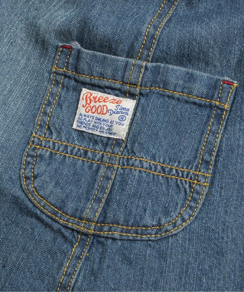 BREEZE（ブリーズ）の「デニムシャツワンピ（シャツワンピース・キッズ・サックスブルー/ネイビー/ストライプ・80/140/100/120/95/110/130/90）」の7枚目の写真