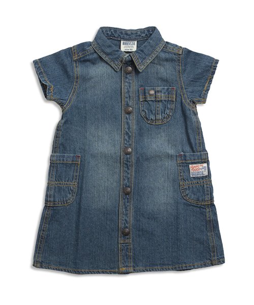 BREEZE（ブリーズ）の「デニムシャツワンピ（シャツワンピース・キッズ・サックスブルー/ネイビー/ストライプ・80/140/100/120/95/110/130/90）」の9枚目の写真