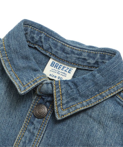 BREEZE（ブリーズ）の「デニムシャツワンピ（シャツワンピース・キッズ・サックスブルー/ネイビー/ストライプ・80/140/100/120/95/110/130/90）」の13枚目の写真