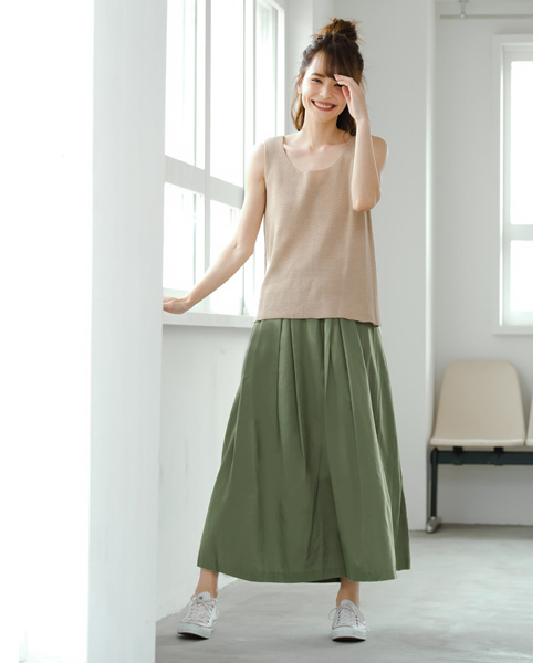 Re:EDIT（リエディ）の「コットンリネンフレアスカート（スカート・レディース・グレー/ブルー/ベージュ/オレンジ/ネイビー/レッド/グリーン/ブラック/ワイン/カーキ・LARGE/MEDIUM）」の22枚目の写真