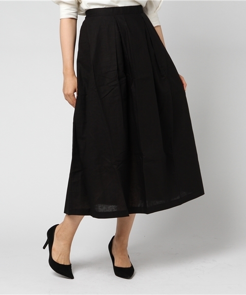 Re:EDIT（リエディ）の「コットンリネンフレアスカート（スカート・レディース・グレー/ブルー/ベージュ/オレンジ/ネイビー/レッド/グリーン/ブラック/ワイン/カーキ・LARGE/MEDIUM）」の2枚目の写真