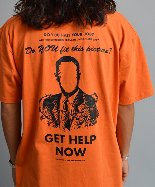 JUNGLES(ジャングルス)の「JUNGLES/ジャングルス GET HELP NOW S/S TEE(Tシャツ/カットソー・メンズ・オレンジ/ブラック・S/L/M/XL)」の8枚目の写真