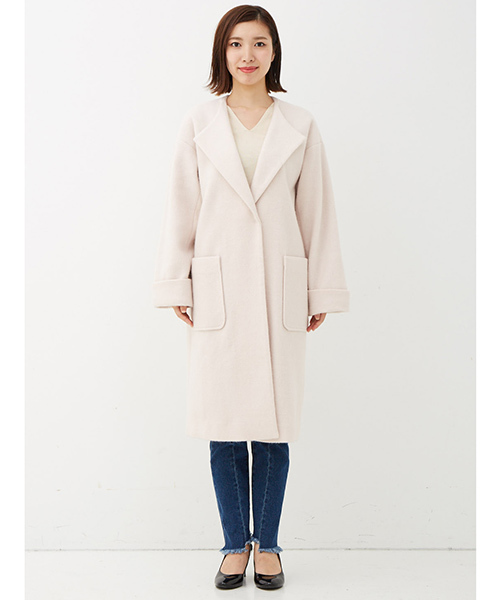 IEDIT（イディット）の「大人ピンクがコーデを格上げするフェミニンロングコート（その他アウター・レディース・ピンク・LARGE/MEDIUM/SMALL/X-LARGE/XX-LARGE）」の8枚目の写真