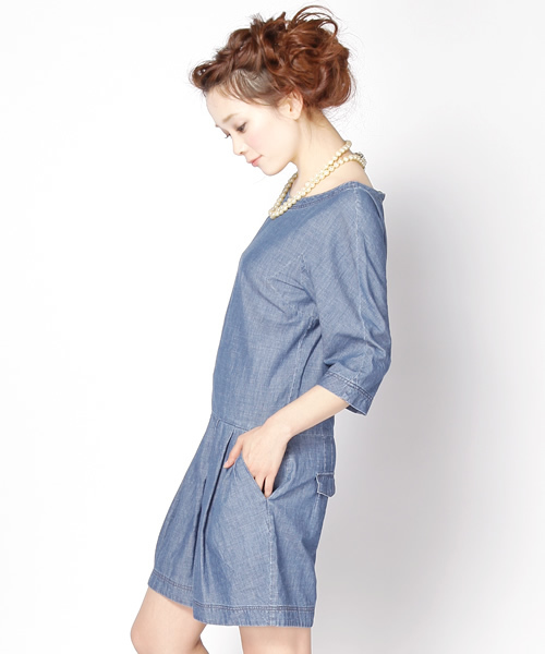 CORTES WORKS（コルテスワークス）の「ライトデニムワンピース（ワンピース・レディース・ブルー・38）」の3枚目の写真