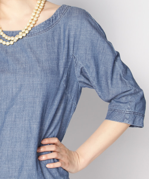 CORTES WORKS（コルテスワークス）の「ライトデニムワンピース（ワンピース・レディース・ブルー・38）」の6枚目の写真