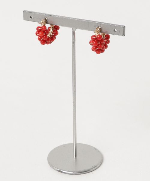 tone（トーン）の「【marinaJEWELRY】14kgf/Red Coral*wrapped pierced earring（ピアス（両耳用）・レディース・レッド・S）」の2枚目の写真
