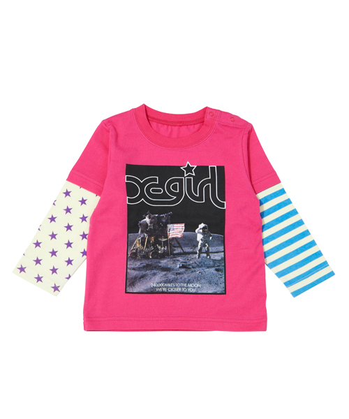 X-girl Stages(エックスガールステージス)の「L/S TEE “TO THE MOON” (4T~7T)(Tシャツ/カットソー・キッズ・ブラック/イエロー/ピンク・4T/5T/6T/7T)」の3枚目の写真
