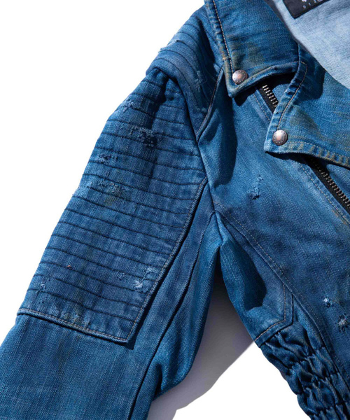 glamb（グラム）の「【glamb】ジャムデニムライダース/Jam denim 