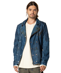 glamb（グラム）の「【glamb】ジャムデニムライダース/Jam denim