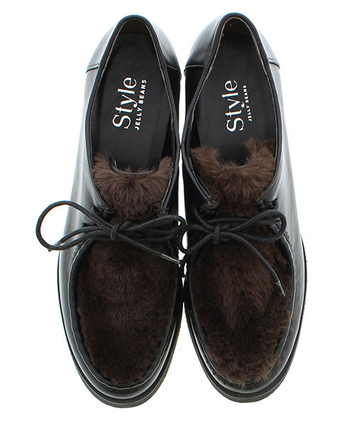 JELLY BEANS（ジェリービーンズ）の「厚底ファーマニッシュシューズ(204-2321)JELLY BEANS(ジェリービーンズ)（ドレスシューズ・レディース・ブラック/ダークブラウン/チェック・23/24/22.5/24.5/23.5）」の9枚目の写真