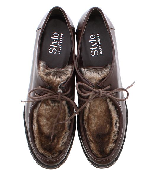 JELLY BEANS（ジェリービーンズ）の「厚底ファーマニッシュシューズ(204-2321)JELLY BEANS(ジェリービーンズ)（ドレスシューズ・レディース・ブラック/ダークブラウン/チェック・23/24/22.5/24.5/23.5）」の5枚目の写真