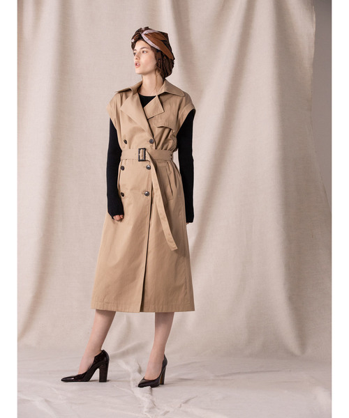 CASA FLINE カーサフラインフードトレンチコート　ブラック CASA FLINE - 撥水リサイクルナイロン中綿コート (ブラック