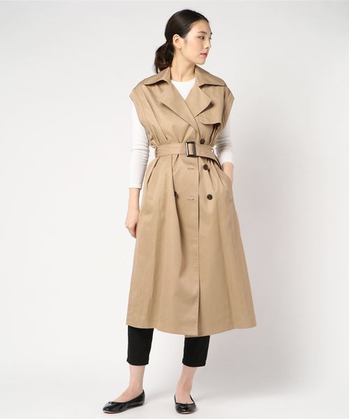 CASA FLINE カーサフラインフードトレンチコートブラック