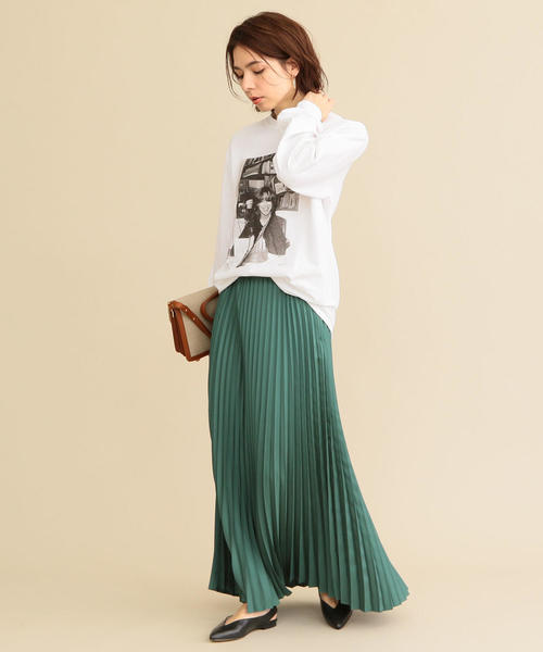 BEAUTY&YOUTH UNITED ARROWS（ビューティーアンドユースユナイテッドアローズ）の「BY∴ サテンプリーツマキシスカート ◆（スカート・レディース・グリーン・MEDIUM/SMALL）」の3枚目の写真