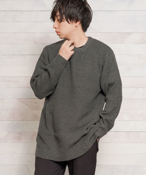 ARCHIVER(アーカイバ)の「【Ab】ワッフル編みロングクルー(Tシャツ/カットソー・レディース・ブラック/オフホワイト/杢グレー/チャコール・MEDIUM/LARGE/X-LARGE)」の4枚目の写真