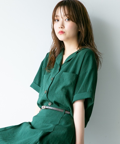 Heather(ヘザー)の「リネンライクカイキンシャツ 832969(シャツ/ブラウス・レディース・ブラック/ベージュ/パープル/グリーン/テラコッタ・FREE)」の4枚目の写真