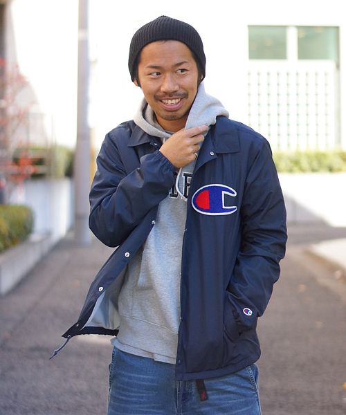 And A（アンドエー）の「COACH JACKET (CHAMPION)/T0105/T0106（ナイロンジャケット・メンズ・ブラック/グリーン/ネイビー・LARGE/MEDIUM/SMALL）」の3枚目の写真