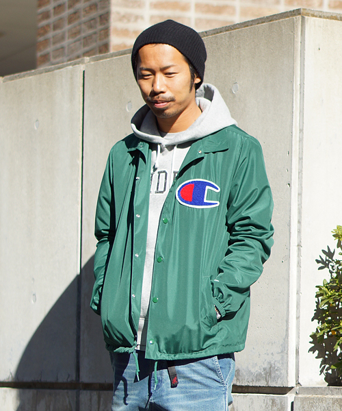 And A（アンドエー）の「COACH JACKET (CHAMPION)/T0105/T0106（ナイロンジャケット・メンズ・ブラック/グリーン/ネイビー・LARGE/MEDIUM/SMALL）」の2枚目の写真