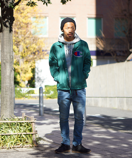 And A（アンドエー）の「COACH JACKET (CHAMPION)/T0105/T0106（ナイロンジャケット・メンズ・ブラック/グリーン/ネイビー・LARGE/MEDIUM/SMALL）」の4枚目の写真