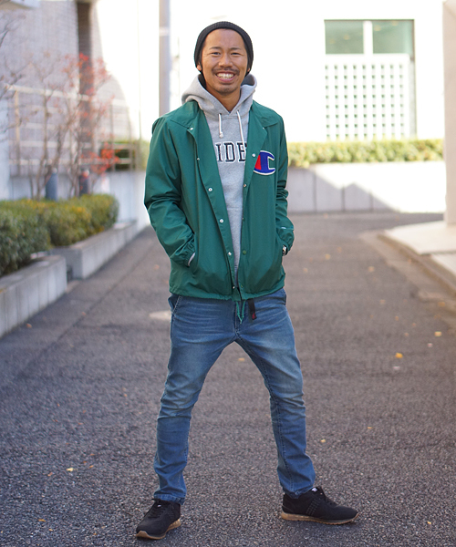 And A（アンドエー）の「COACH JACKET (CHAMPION)/T0105/T0106（ナイロンジャケット・メンズ・ブラック/グリーン/ネイビー・LARGE/MEDIUM/SMALL）」の6枚目の写真