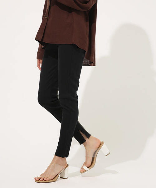 AZUL by moussy（アズールバイマウジー）の「WIDE RIB LEGGINGS / ワイドリブレギンス（その他パンツ・レディース・ブラック/ライトベージュ・SMALL/MEDIUM）」の17枚目の写真