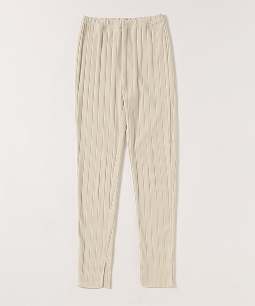 AZUL by moussy（アズールバイマウジー）の「WIDE RIB LEGGINGS / ワイドリブレギンス（その他パンツ・レディース・ブラック/ライトベージュ・SMALL/MEDIUM）」の5枚目の写真