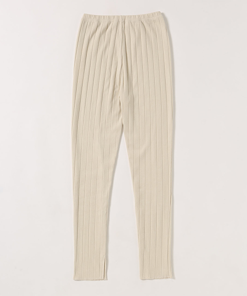 AZUL by moussy（アズールバイマウジー）の「WIDE RIB LEGGINGS / ワイドリブレギンス（その他パンツ・レディース・ブラック/ライトベージュ・SMALL/MEDIUM）」の4枚目の写真