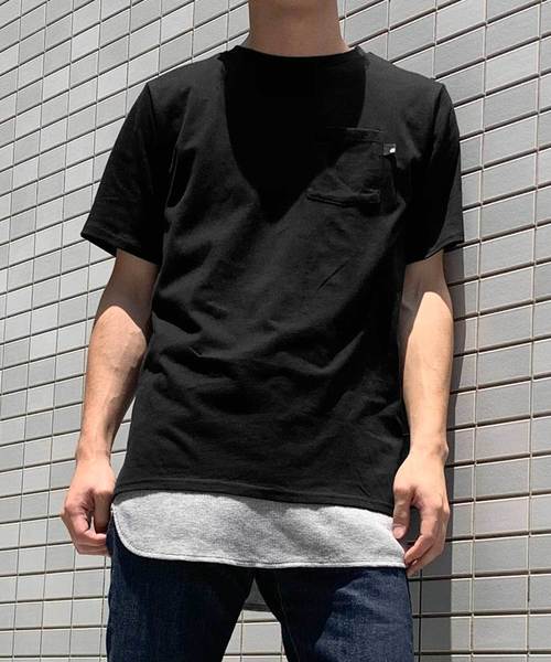 KOBE LETTUCE(コウベレタス)の「ポケット付きサイドスリットゆるTシャツ(Tシャツ/カットソー・メンズ・オフホワイト/ブラック/ベージュ/カーキ・M/L)」の1枚目の写真
