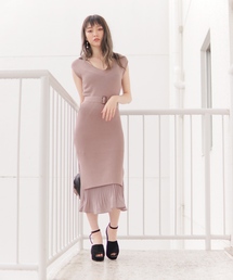 LIPSERVICE | プリーツレイヤードノースリニットワンピース(ワンピース)