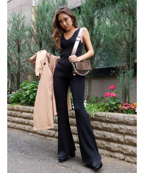 EVRIS（エヴリス）の「ハイツイストニットパンツ（その他パンツ・レディース・ブラック/ベージュ/カーキ・FREE）」の5枚目の写真