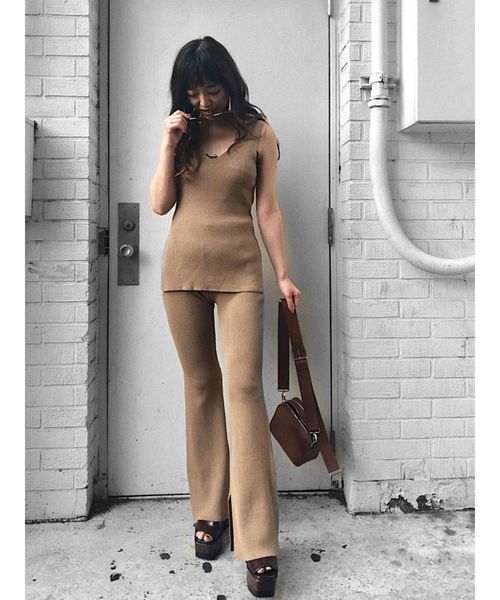 EVRIS（エヴリス）の「ハイツイストニットパンツ（その他パンツ・レディース・ブラック/ベージュ/カーキ・FREE）」の8枚目の写真