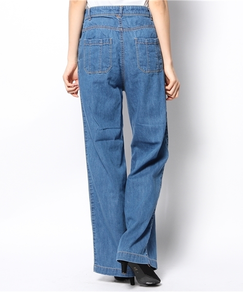 ROSE BUD（ローズバッド）の「LPT-14113 JUST/W WIDE LEG PANTS（デニムパンツ・レディース・ブルー系その他/ワンウォッシュ・2/1）」の4枚目の写真