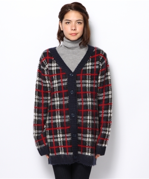 WEGO(ウィゴー)の「WEGO/シャギーチェックカーディガン(カーディガン/ボレロ・レディース・ブルー/レッド・FREE)」の10枚目の写真