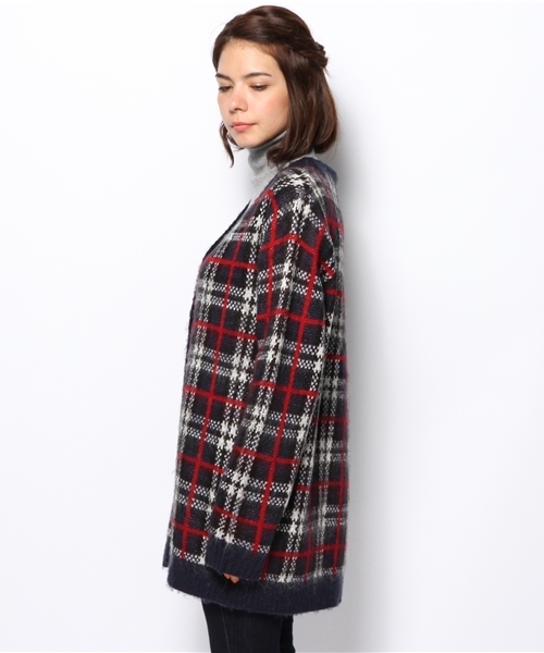 WEGO(ウィゴー)の「WEGO/シャギーチェックカーディガン(カーディガン/ボレロ・レディース・ブルー/レッド・FREE)」の4枚目の写真