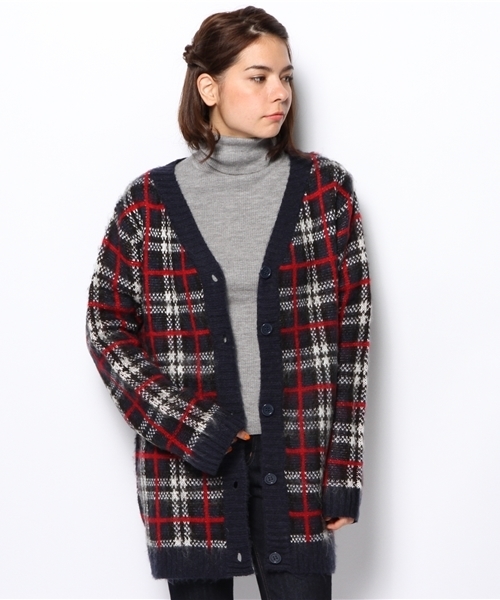 WEGO(ウィゴー)の「WEGO/シャギーチェックカーディガン(カーディガン/ボレロ・レディース・ブルー/レッド・FREE)」の6枚目の写真