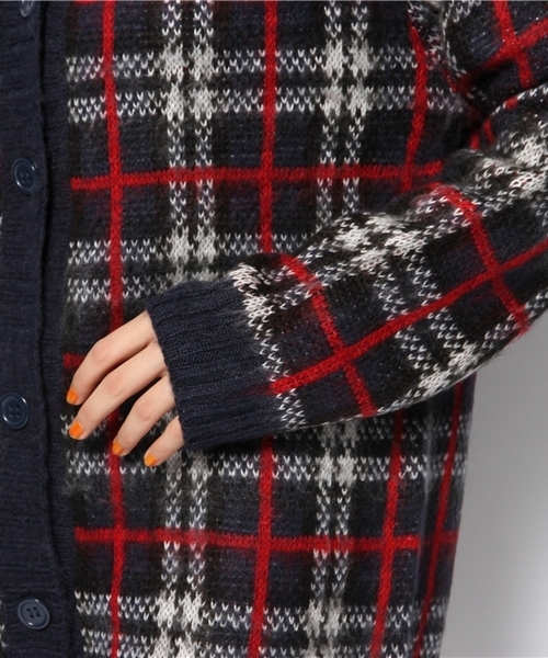 WEGO(ウィゴー)の「WEGO/シャギーチェックカーディガン(カーディガン/ボレロ・レディース・ブルー/レッド・FREE)」の8枚目の写真