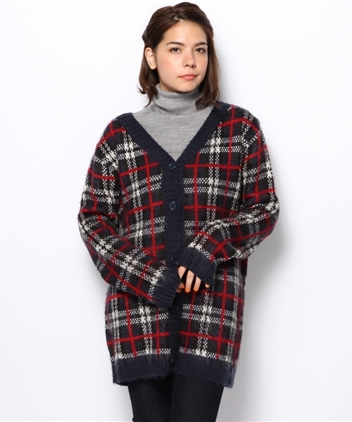 WEGO(ウィゴー)の「WEGO/シャギーチェックカーディガン(カーディガン/ボレロ・レディース・ブルー/レッド・FREE)」の11枚目の写真
