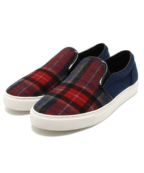 MYSELF ABAHOUSE(マイセルフアバハウス)の「C FREAK・ウールチェックスリッポン(スリッポン・レディース・グリーン/グレー・23.5/24.5)」の2枚目の写真