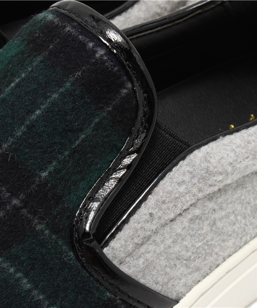 MYSELF ABAHOUSE(マイセルフアバハウス)の「C FREAK・ウールチェックスリッポン(スリッポン・レディース・グリーン/グレー・23.5/24.5)」の7枚目の写真