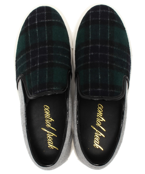 MYSELF ABAHOUSE(マイセルフアバハウス)の「C FREAK・ウールチェックスリッポン(スリッポン・レディース・グリーン/グレー・23.5/24.5)」の9枚目の写真