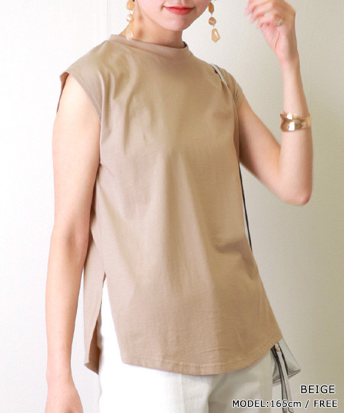 RANDA(ランダ)の「フレンチスリーブカットソー(Tシャツ/カットソー・レディース・ベージュ/ホワイト・FREE)」の2枚目の写真