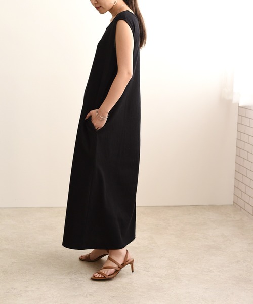 LHELBIE（レルビエ）の「アシメボタンスリットワンピース（ワンピース・レディース・ライトブルー/ブラック/テラコッタ・M）」の12枚目の写真