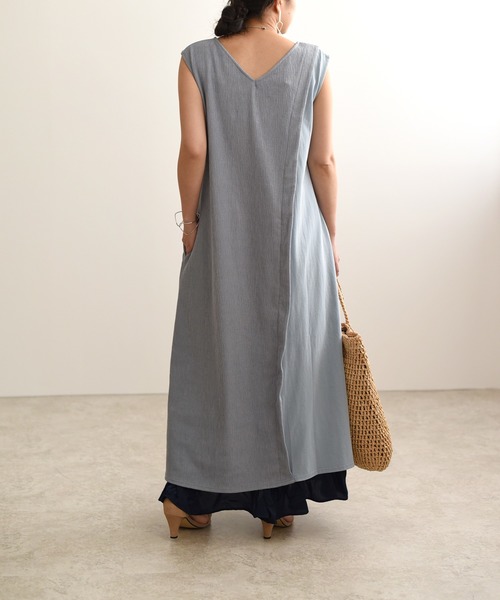 LHELBIE（レルビエ）の「アシメボタンスリットワンピース（ワンピース・レディース・ライトブルー/ブラック/テラコッタ・M）」の18枚目の写真