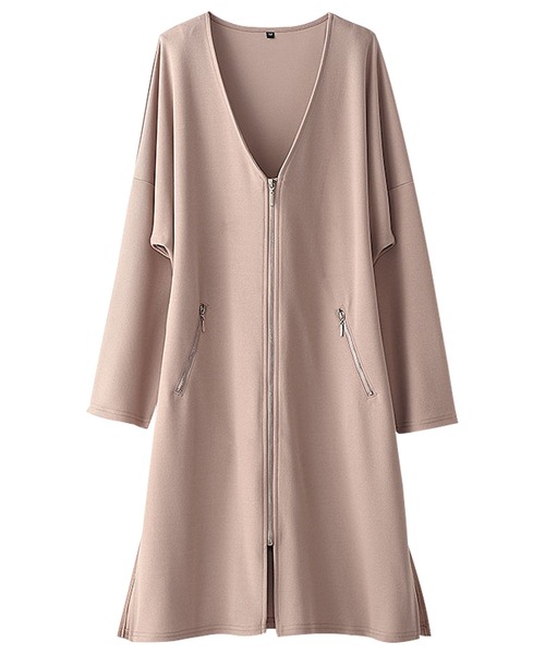 BELLUNA PLUS(ベルーナ)の「ジッパー使いVネックロングジャケット(ノーカラージャケット・レディース・ネイビー/ブルー系その他/ピンクベージュ・MEDIUM/LARGE/X-LARGE)」の11枚目の写真