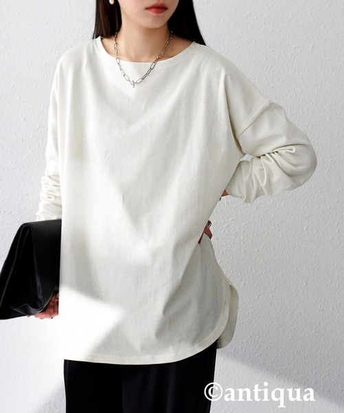 antiqua(アンティカ)の「「抜群の着心地誇る」オーガニックコットンロンT(Tシャツ/カットソー・レディース・ベージュ/アイボリー/グレー系その他/スミクロ・M/L/L/XL)」の20枚目の写真