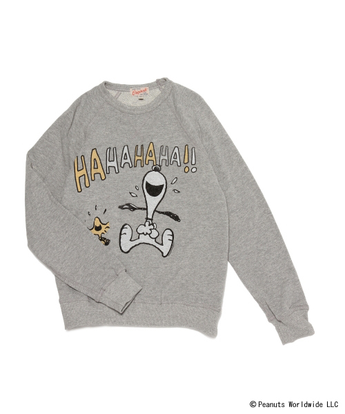 Ray BEAMS（レイビームス）の「JUNK FOOD×Ray BEAMS / 別注スヌーピー HAHA（スウェット・レディース・グレー・ONE SIZE）」の4枚目の写真