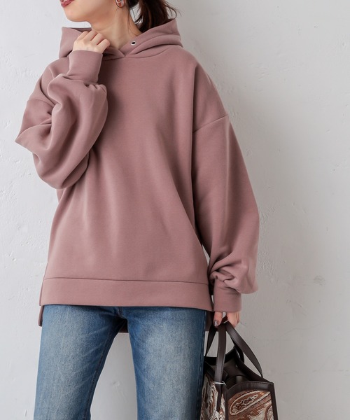 natural couture（ナチュラルクチュール）の「【WEB限定カラー有り】プチプラほっこりフーディー（パーカー・レディース・ベージュ/ブラウン/サックスブルー/アイボリー/モカ/スミクロ・FREE）」の4枚目の写真